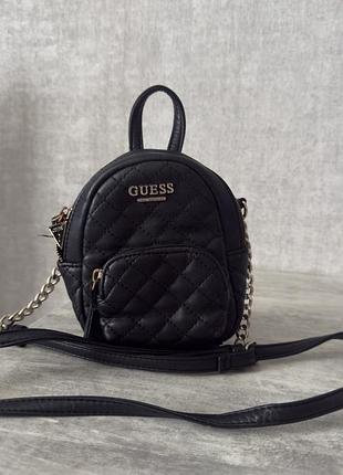 Сумка жіноча guess міні-рюкзак чорна стьобана