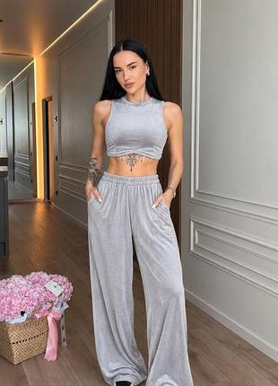 Спортивний костюм жіночий трійка з худі, топом та штанами