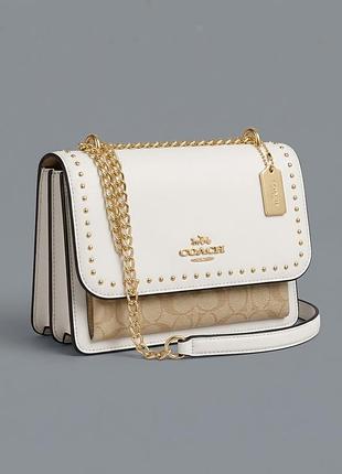 Жіноча сумка klare crossbody bag in signature canvas білий + заклепки