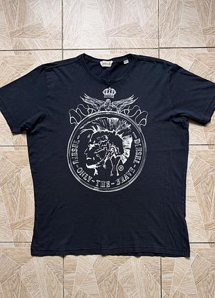 Футболка diesel only the brave t shirt mens l black mohawk graphic y2k 00s punk logo tee