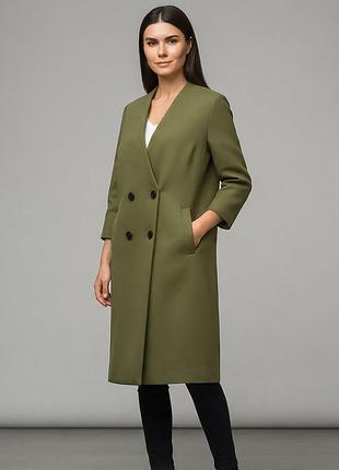 Ноe стильнe пальто vero moda оливковое, прямой крой, размер s
