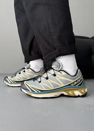 Мужские кроссовки salomon xt-6 blue/beige gore-tex