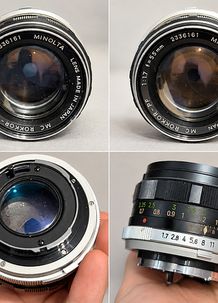Minolta объектив minolta mc rokkor-pf 55mm f/1.7, japan, винтажный