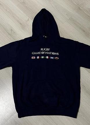 Оригінальне худі england rugby «game of nations» у глибокому темно-синьому кольорі.