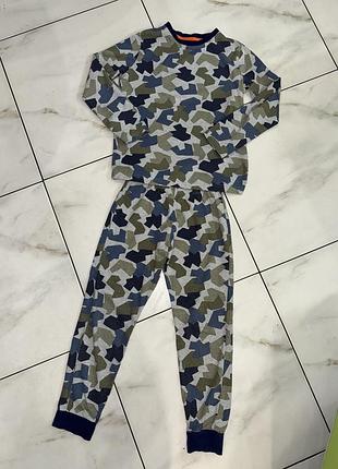 Коттоновая пижама домашний костюм комплект кофта и штаны m&s 8-9лет (128-134см)
