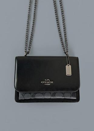 Жіноча сумка klare crossbody bag in signature canvas  чорна + срібло