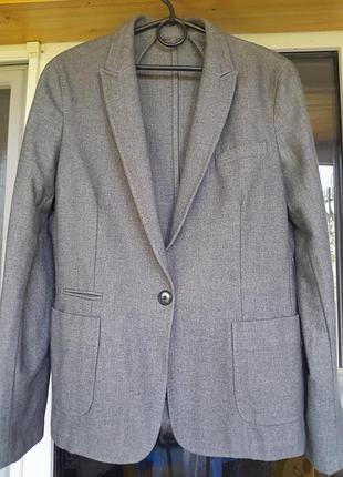 Вовняний жіночий піджак massimo dutti, розмір 44 / m-l (вільний крій, сірий)