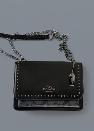 Жіноча сумка klare crossbody bag in signature canvas чорний + заклепки