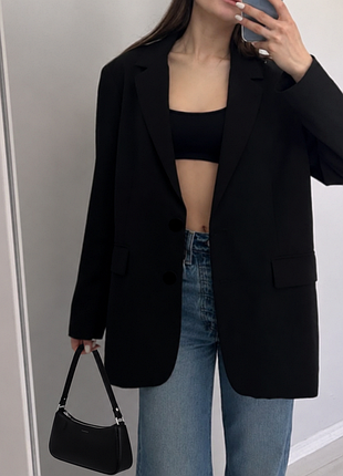 Черный пиджак оверсайз zara