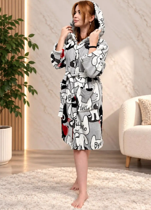 Халат из микрофибры велсофт м 46-48 l 50-52 xl 54-56 длина 100 см и 120 см