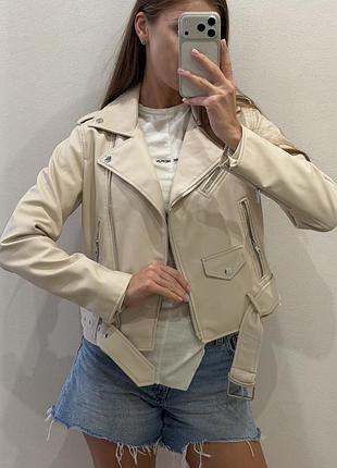 Куртка жіноча zara косуха світло-бежева, розмір s
