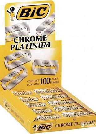 Леза для гоління 100шт chrome platinum (20пач*5лез) коробка тм bic
