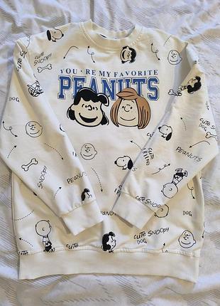 Світшот для дівчинки peanuts білий з принтом