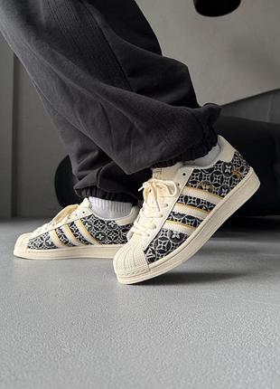 Кросівки чоловічі adidas superstar x louis vuitton beige/black