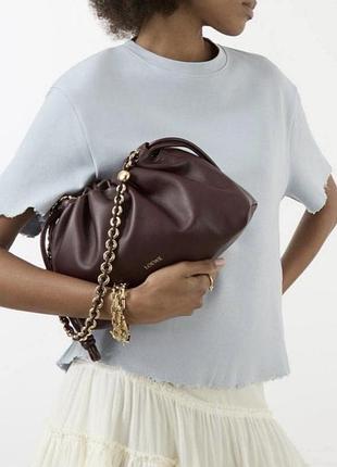 Сумка loewe flamenco medium шкіряна, бордова