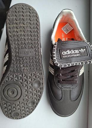 Кроссовки/кеды женские adidas samba x wales bonner черно-коричневого цвета, 39 размер, кожа, текстиль