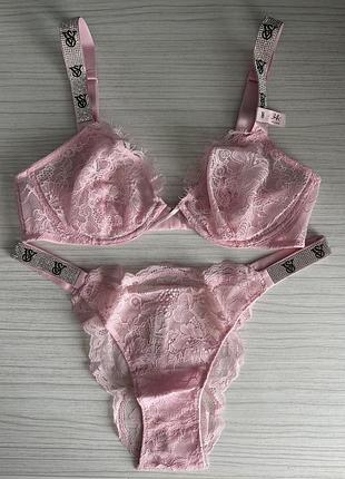 Комплект білизни victoria’s secret бюстгальтер 34c (75с), трусики бразиліана розмір m. very sexy. вікторія сікрет