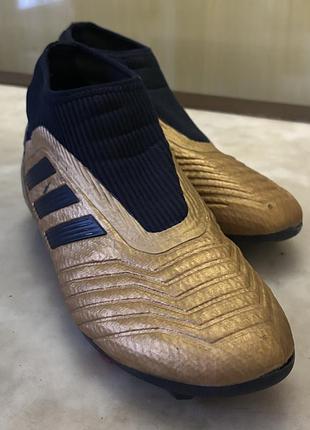 Бутси чоловічі adidas predator 19.3 laceless zz & db icon золотистий/синій
