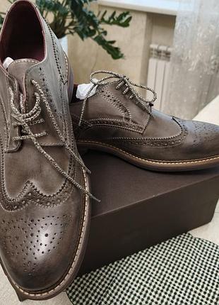 Туфлі чоловічі ritmo shoes броги шкіряні коричневі