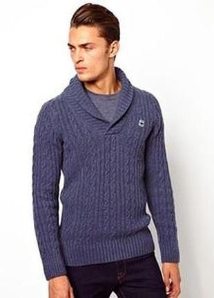 Чоловічий светр g-star raw з затишним шалевим коміром і фактурним візерунком у формі кос