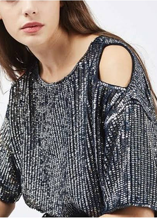 Жіноча блуза topshop з паєтками, срібляста