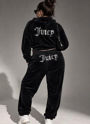 Бархатный велюровый костюм  juicy couture джуси кутюр большого размера кофта на молнии штаны джокеры