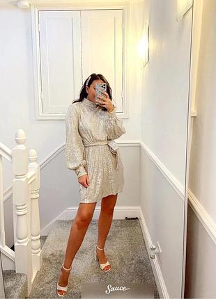 Вечірня сукня жіноча pretty lavish срібляста в паєтки