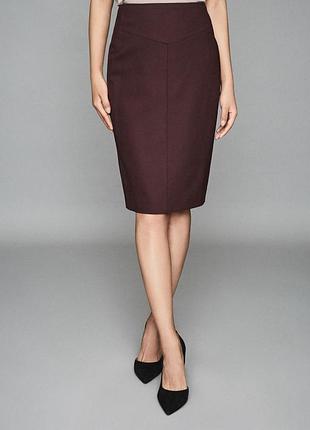 Вовняна спідниця-олівець reiss ricca skirt (розмір m / uk 10 / eu 38) колір марсала / баклажан