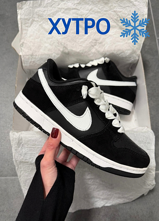 Зимние кроссовки nike sb dunk low black white winter