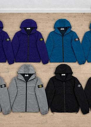Куртка чоловіча stone island nylon metal водостійка з капюшоном