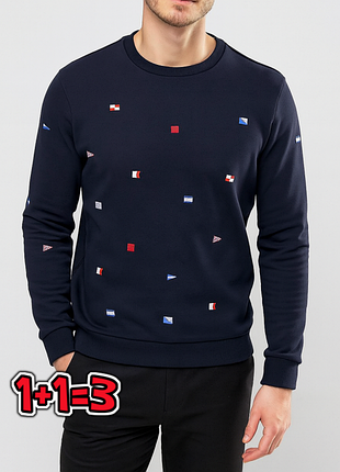 🎁1+1=3 шикарний чоловічий синій світшот светр zara, розмір 48 — 50