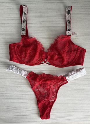 Комплект білизни victoria’s secret бюстгальтер 34b (75b), трусики стрінги s. very sexy. вікторія сікрет
