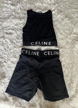Жіночий спортивний костюм celine з шортами, чорний, розмір s