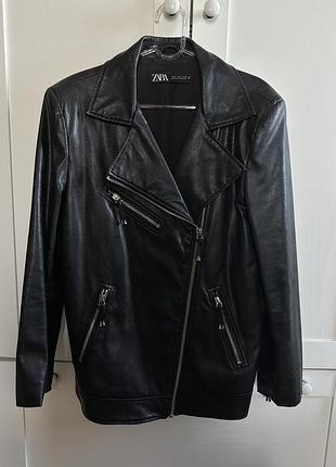 Куртка жіноча zara косуха з екошкіри чорна