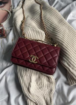 Chanel woc quilted perfect fit wallet on chain burgundy