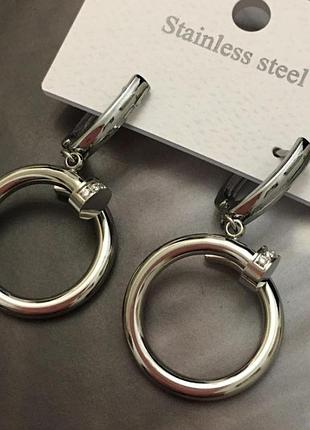Сережки цвях з медичного золота stainless steel, xuping позолочені