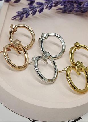 Сережки цвяхи з білого золота з лого з медичного золота stainless steel, xuping позолочені білим золотом