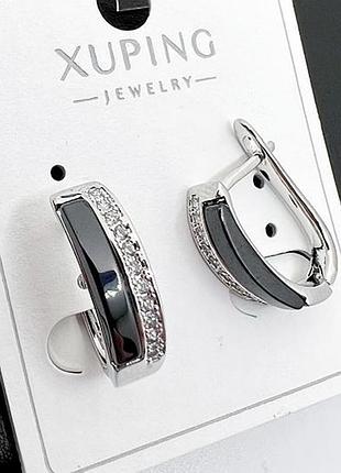 Сережки з керамікою. розмір 1,7 см медзолото. медичне золото. xuping