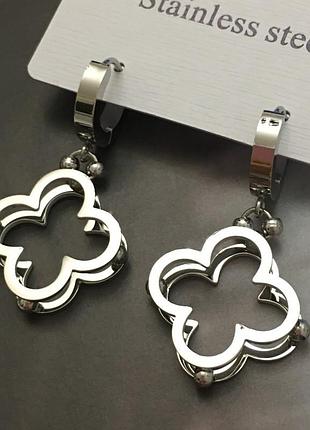 Серьги с клевером из медицинского золота stainless steel, xuping позолоченные