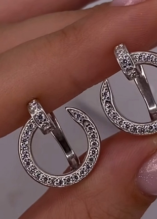 Серьги гвоздь из медицинского золота stainless steel, серебряного цвета