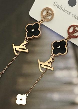 Серьги lv из медицинского золота stainless steel, xuping позолоченные