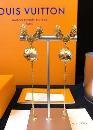 Сережки з перлами lv з медичного золота stainless steel, xuping лимонна позолота