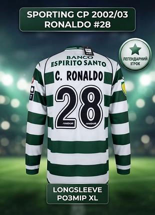 Спортивна футболка чоловіча reebok sporting cp 2002/03 c. ronaldo #28 xl