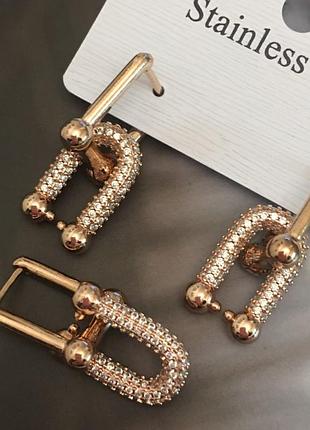Сережки з медичного золота stainless steel, xuping позолочені