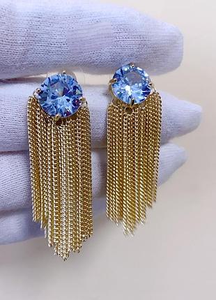 Сережки с цирконием, медична сталь design by korea 925 silver