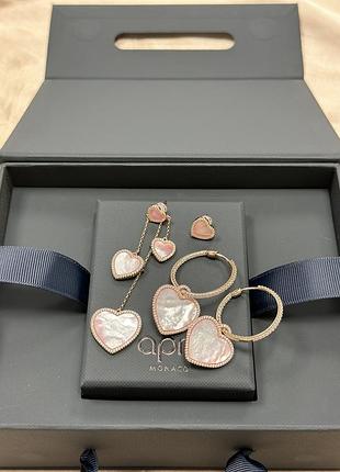 Серьги монако с сердцем из медицинского золота stainless steel, xuping розовая позолота