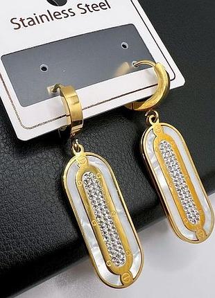 Сережки лав з медичної сталі stainless steel, xuping, позолота