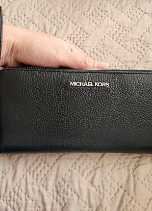 Оригинальный кошелек-клатч michael kors, черный, кожа