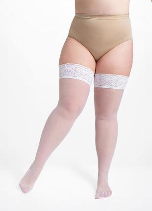 Панчохи великих розмірів на силіконовій резинці giulia positive hold ups 20 7 white-bianco