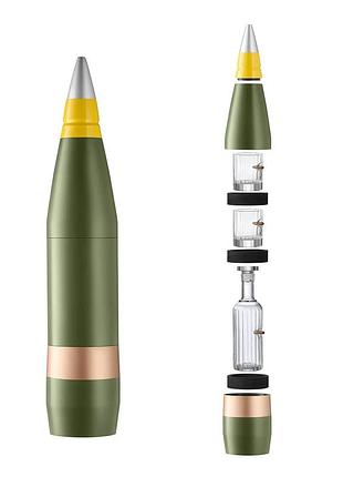 Vsklo military mini-bar 155 — у стилі артилерійського снаряда, графин і 2 кришталеві склянки